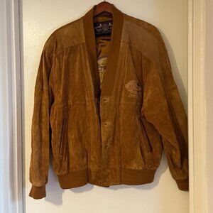 Vintage 90s Suede Leather Jacket - Cognac Brown, XL